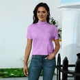 thumbnail image 5 of fatyb Womens Mock Neck Short Sleeve Tops Slim Basic Tee for Women Casual Going out Summer Tunic Shirts, 5 of 6