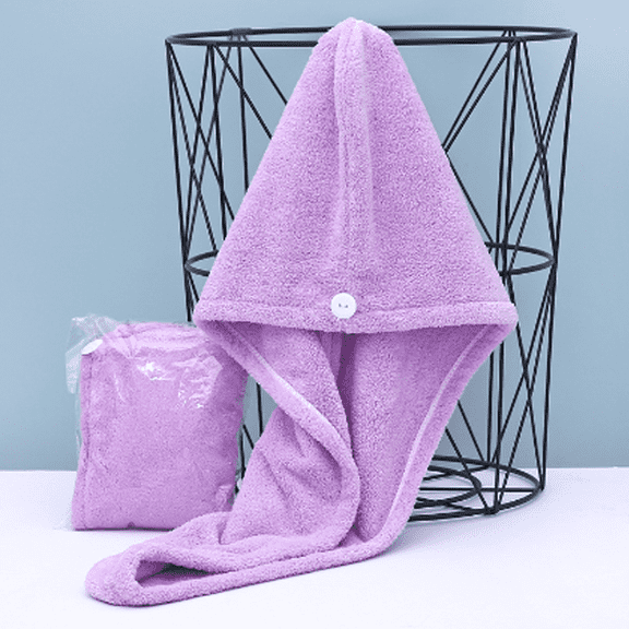 AUQ Shower Cap Coral Fleece Shower Caps No Hair Loss Quick Dry Towel,Purple