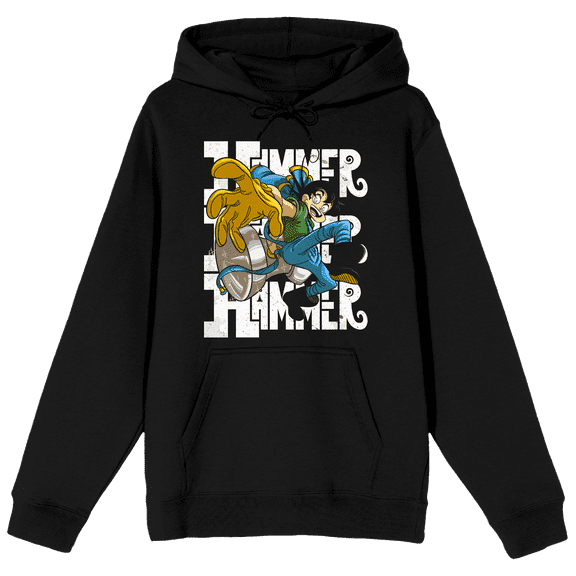 Hammer Stud Battle Stance Long Sleeve Black Adult Hooded Sweatshirt-Medium