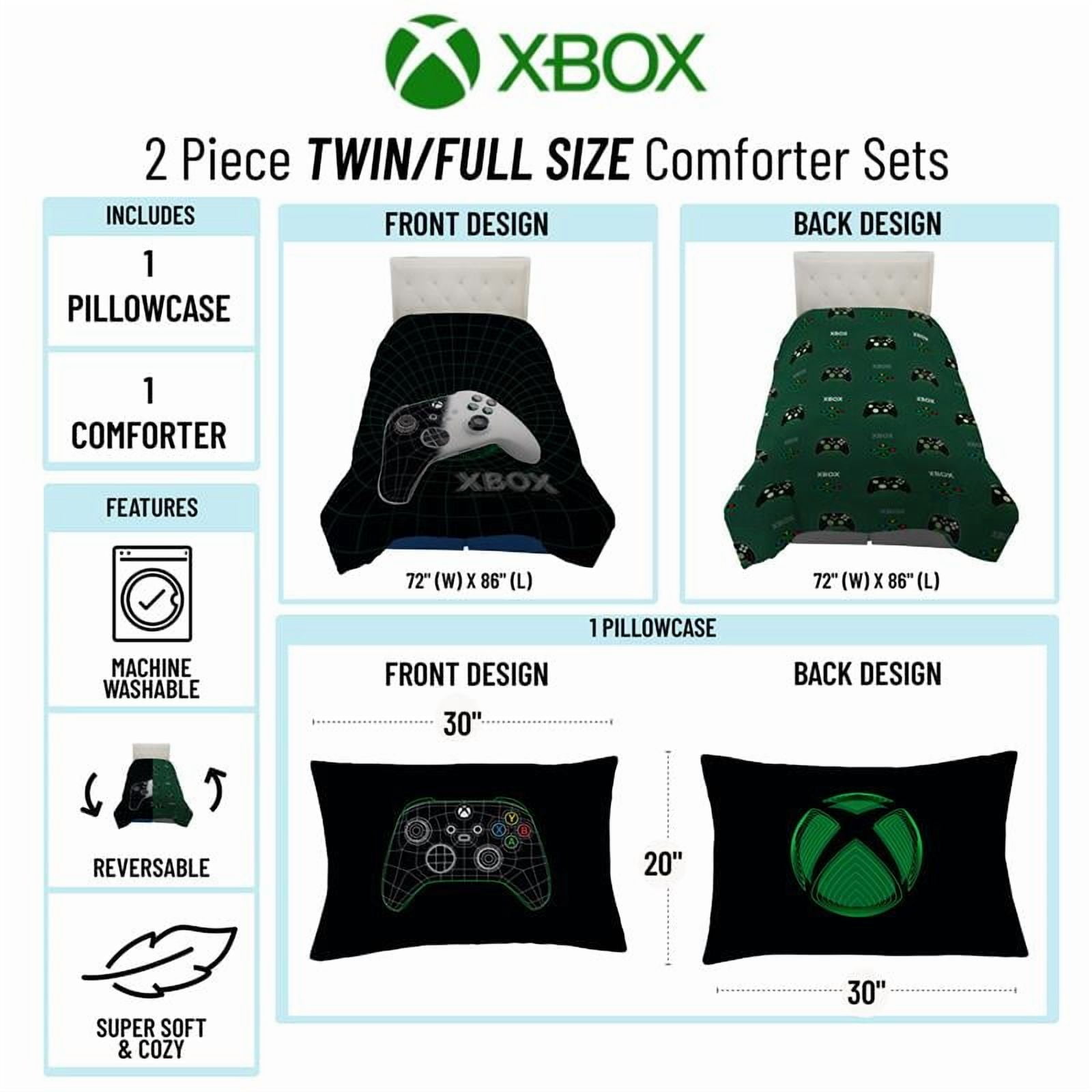 XBOX Kids 2-Piece Black Reversible Comforter and Pillowcase Bedding Set, Twin/Full