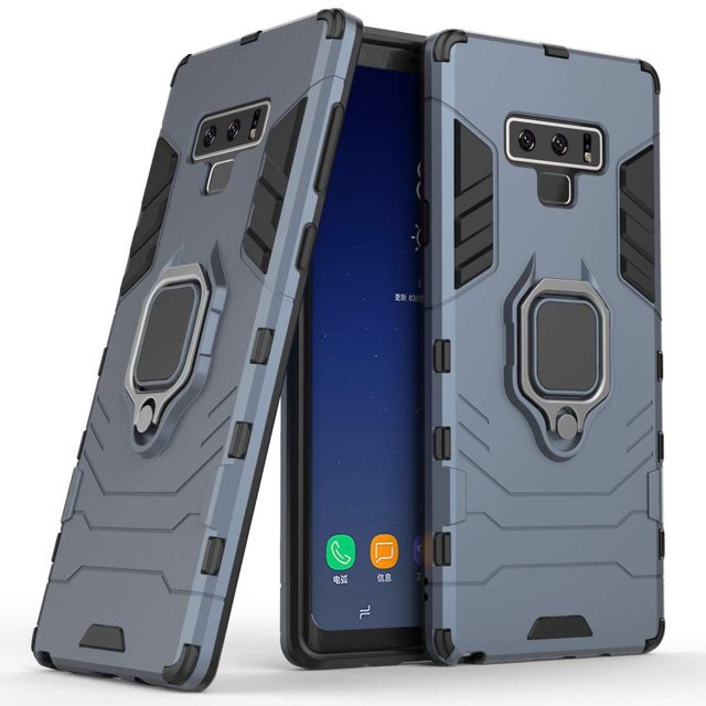 Funda Anillo Metálico Antichoque Samsung Galaxy Note 9 Azul Marino Doble Capa
