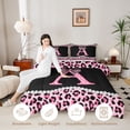 thumbnail image 3 of Manfei Leopard Print Bow Letter A Queen Comforter Set for Girls, Black Pink Initial Bedding Comforter Set, Black Reversible, 3pcs, 3 of 6