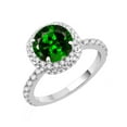 thumbnail image 2 of Sterling Silver with Natural Chrome Diopside and White Topaz Double Halo Ring, 2 of 3