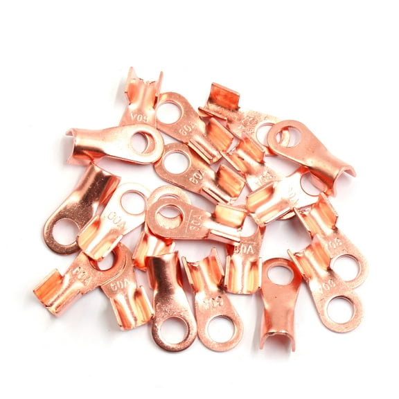 20pcs 60A Copper Ring Terminals Lug Non-Insulated Battery Wire Connector