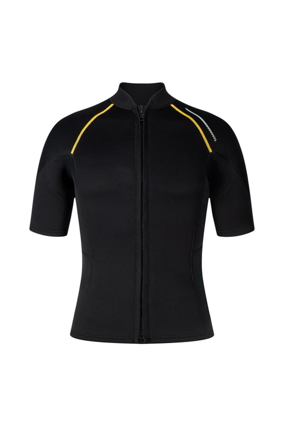 Mens Swim Top Zip Front Half Sleeve Mock Neck Slimming Surfing Wetsuits Bathing Suits