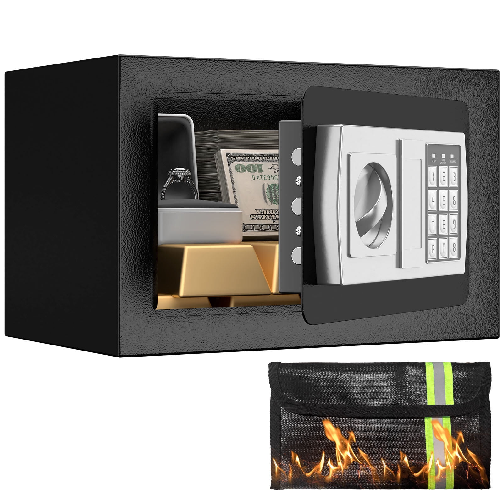   ✨英国✨２客セット✨未使用保管品✨専用BOX留め金付き Honeywell Security Safe, 0.18 Cu ft, Black Steel Key Lock, Small