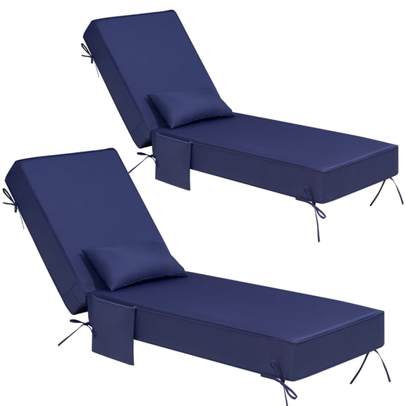 Crestlive Products 6 inch Thick Outdoor Chaise Lounge Cushion, Set of 2, 72" x 21", Navy