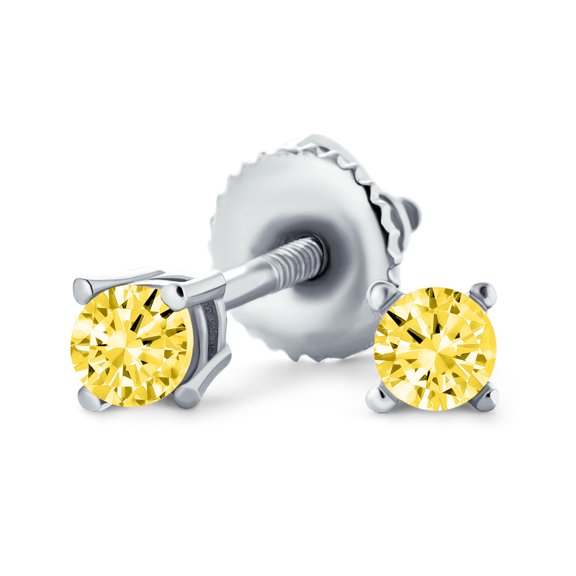 Bling Jewelry Womens Minimalist Tiny Solitaire .25CT CZ Stud Earrings .Sterling Silver Screw Back