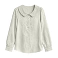 thumbnail image 4 of Sheghy Workout Tops Women's Collared Embroidered Printed Long-sleeved Blouse White XXXL, 4 of 7