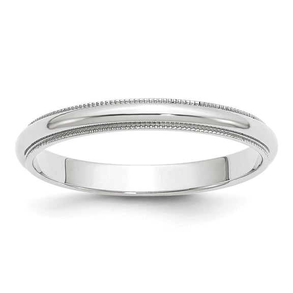 Diamond2Deal 14k White Gold 3mm Milgrain Half Round Wedding Band Ring for Women Size 8.5