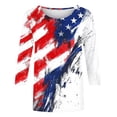 thumbnail image 5 of Odbmxy Tee Shirts for Women Summer 3/4 Sleeve Independence Day Womens Plus Size Tops Graphic Holiday Blue Casual Pullover Tops, 5 of 5