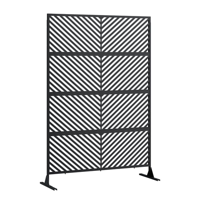 Écran d'Intimité en Métal Robuste et Résistant à la Rouille – Panneaux Décoratifs Autoportants pour Clôture avec Base Stable pour Patio, Terrasse, Balcon Ou Pelouse – Ensemble de 4 – Barrière Extérieure Résistante aux Intempéries – Noir, 120x180 cm