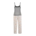 thumbnail image 2 of Set de Pijama Secret Treasures para Mujer, Top y Pantalón Gris-Blanco Talla G, 2 Piezas, 2 of 4