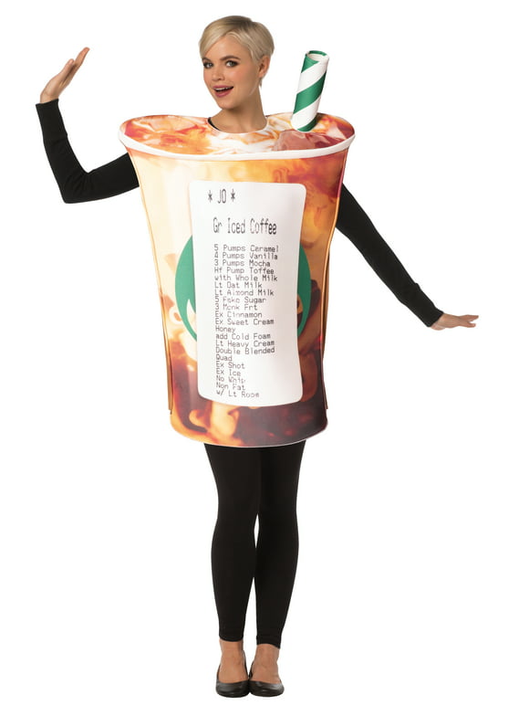 Men's and Women's Iced Coffee Halloween Costume, Rasta Imposta, One Size