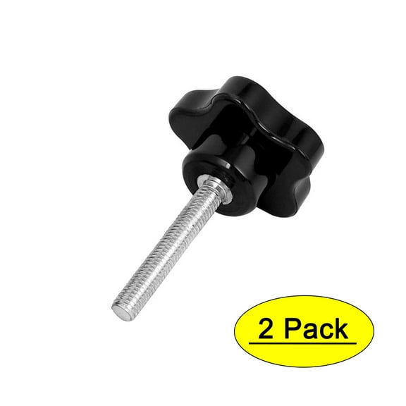 50mm Star Head M8x50mm Male Thread Screw on Clamping Knob Grip Black 2pcs