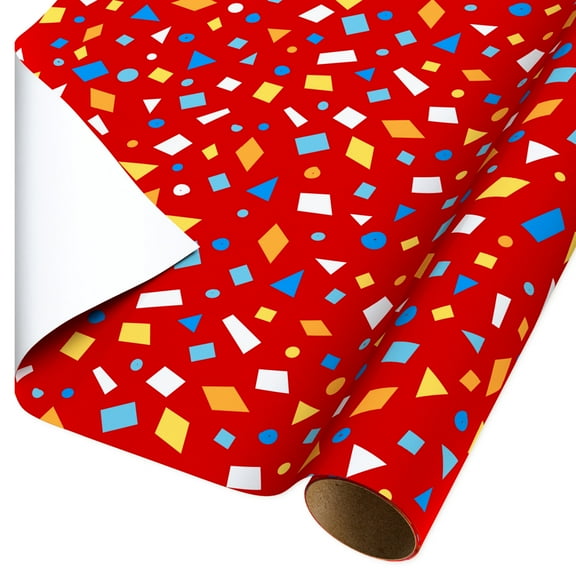 American Greetings 30 in. x 96 in. Red All Occasion Wrapping Paper, Confetti (1-Roll, 20 Sq. ft.)