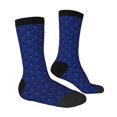 thumbnail image 2 of Goofa Navy Blue Printed Men's Crew Socks, Soft Durable Breathable Moisture-Wicking with Odor Control Cotton socks, 2 of 9
