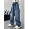 thumbnail image 4 of Girls Casual Denim Wide Leg Pants with Double Patch Pockets and Contrast Stitching Details Tween Kids Summer Soft Comfy Cute Teen Basic Pants, 4 of 8