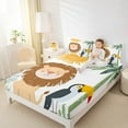 thumbnail image 4 of Feelyou Kawai Cartoon Lion Full Size Sheets for Boy, Cartoon Parrot Animal Bed Sheets, Palm Botanical Sheet Sets, Microfiber Bedroom Decor, 4 Pieces, 4 of 7