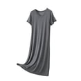 thumbnail image 2 of Dxzfnsa Women Summer Dresses Women's Fashion Short Sleeve Swing Midi Dress Casual Loose Solid Color Round Neck T-Shirt Dresses with Pockets, 2 of 5