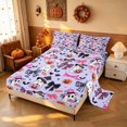 thumbnail image 2 of Homewish Cute Coquette Ghost Queen Sheets, Halloween Bat Pumpkin Candy Queen Sheet Sets, Light Lavender, 4 Pieces (1 Flat Sheet, 1 Fitted Sheet and 2 Pillowcases), 2 of 5