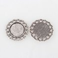thumbnail image 2 of Tibetan Style Alloy Pendant Cabochon Settings Cadmium Free & Lead Free Flat Round Antique Silver Tray: 16mm 25x2mm Hole: 1.8mm about 290pcs/kg, 2 of 3