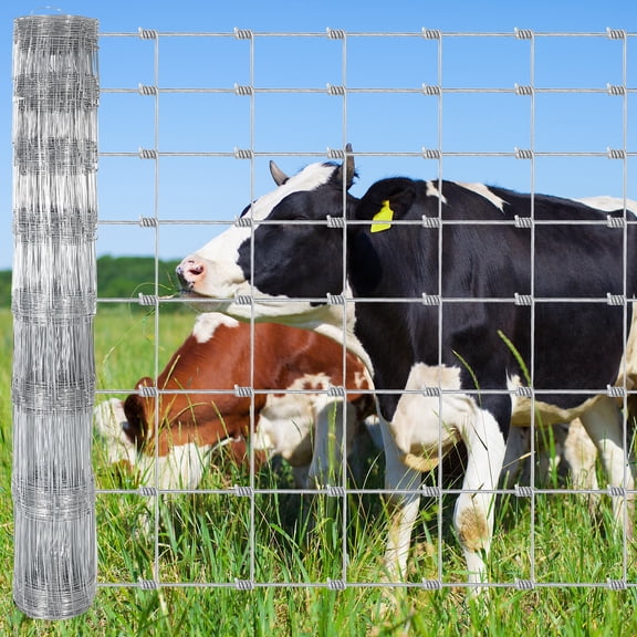 4FTx328FT Heavy-Duty Galvanized Livestock Fence, 14-Gauge Steel Wire Fencing for Cattle, Deer & Goats, Weather & Impact Resistant