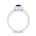 thumbnail image 3 of Rosec Jewels Oval Shape Amethyst Ring with Moissanite Halo for Women - 6X8 mm - AAA Grade, 18K White Gold, US 10.50, 3 of 9