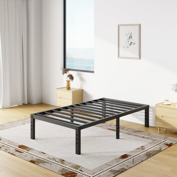 COMASACH 18 inch Twin Bed Frame, Easy Assembly, Heavy Duty Metal Platform, Noise Free, Black