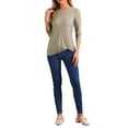 thumbnail image 2 of INSPIRE CHIC Twist Knot Shirt for Women's Round Neck Comfy Casual 3/4 Sleeve Loose Tops, 2 of 5