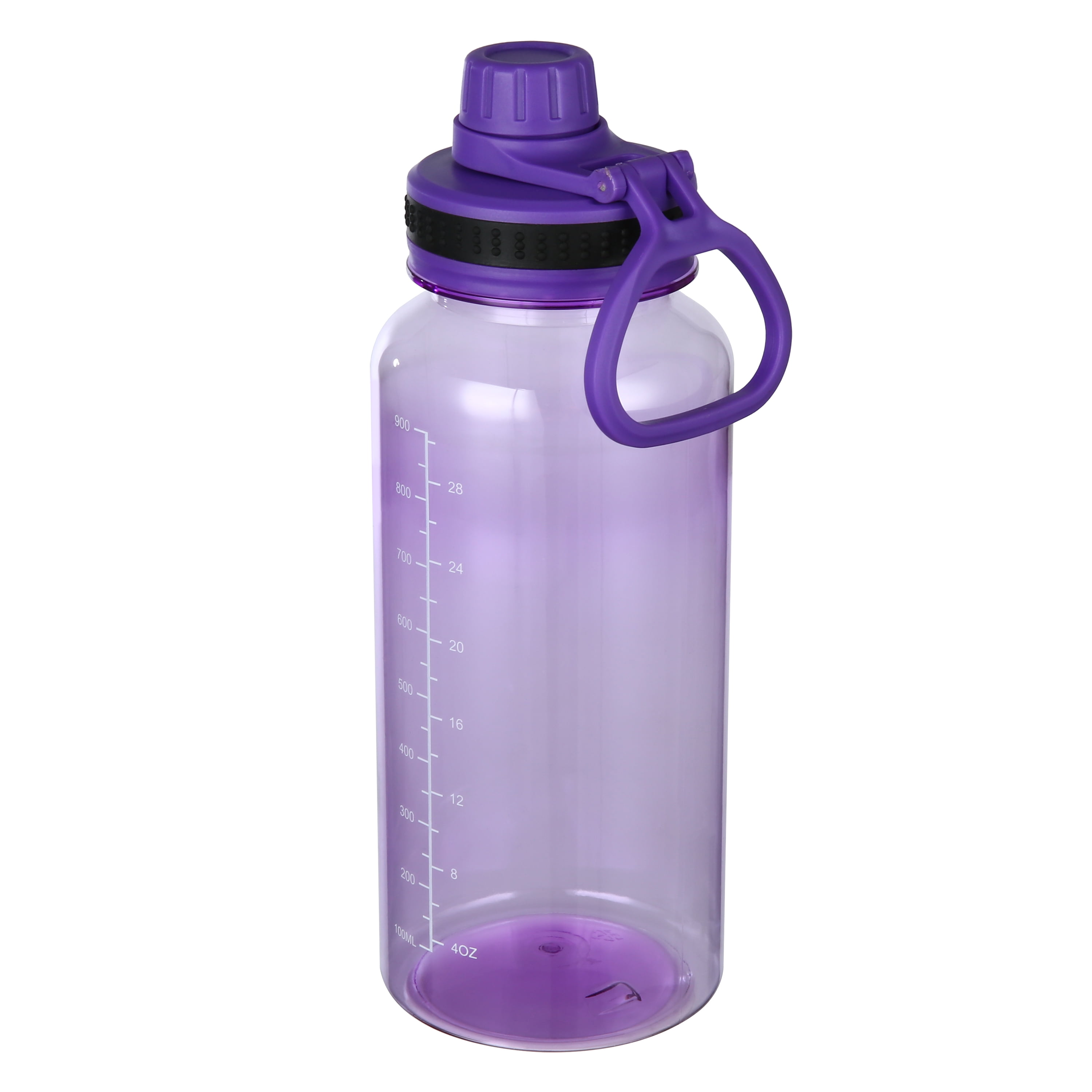 Mainstays 34oz Purple Plastic Wide Mouth Sports Water Bottle with Twist Top Lid, MS Black Sports Bottle