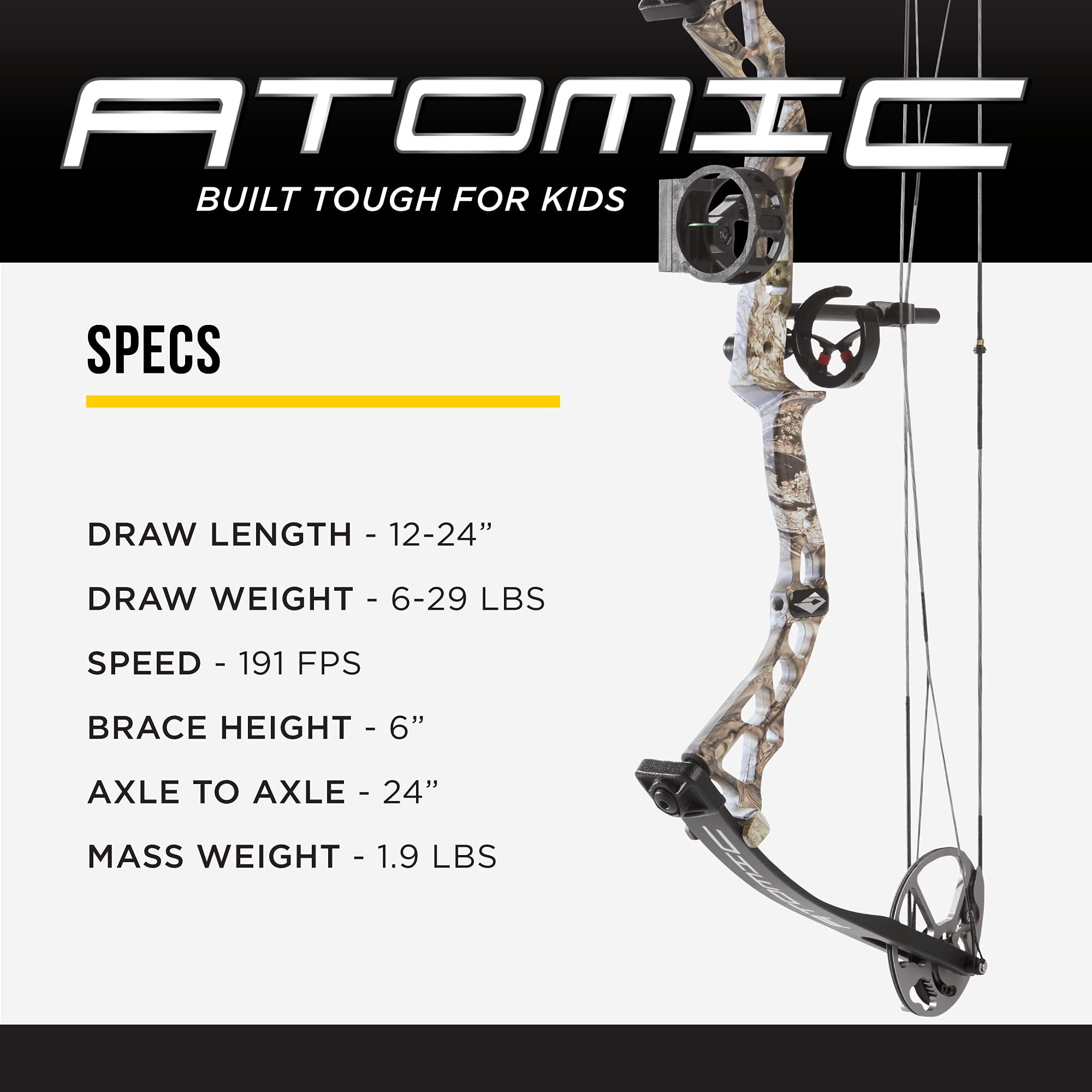 Diamond Atomic Bow Package, 12-24 in. 29 lbs, Right Hand, Mossy Oak Break Up Country, DIA1320