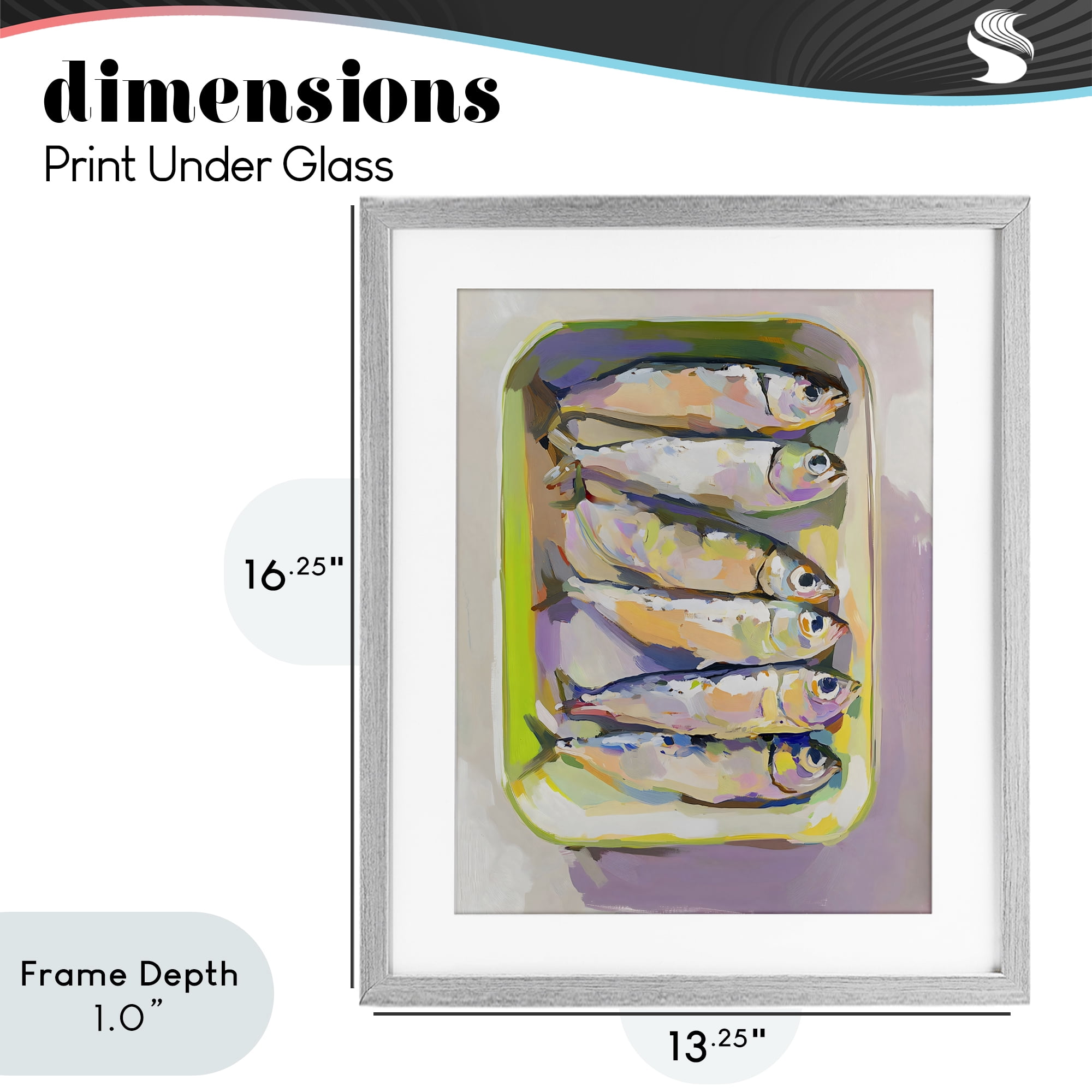 Stupell Industries Vibrant Hued Sardines Gray Framed Print Under Glass, design by The Prints Vibe