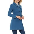 thumbnail image 5 of INSPIRE CHIC Women's Winter Coat Notched Lapel Double Breasted Trench Coat L Blue Gray, 5 of 7