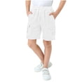 thumbnail image 2 of Boys Cargo Shorts Tween Children Athletic Hiking Summer Running Short Pants with Pockets White 11-12Y, 2 of 7