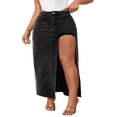 thumbnail image 2 of LYMAYTER S-2XL Women Summer Denim Skirt High Split Slim Fit Maxi Long Pencil for Denim Jean Skirt, 2 of 9