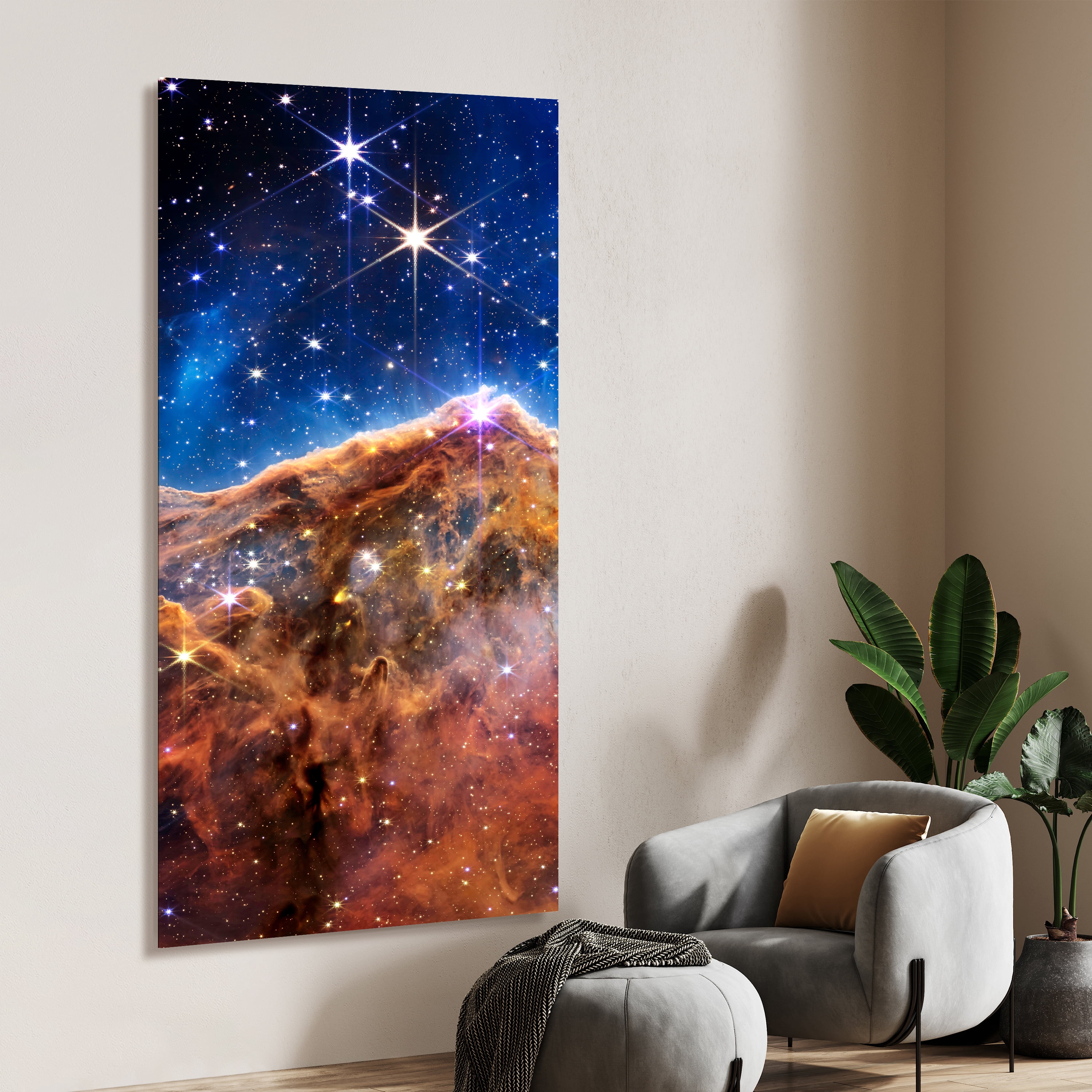 "Mountains of the Carina Nebula B" Frameless Free Floating Reverse Printed Tempered Glass Wall Art