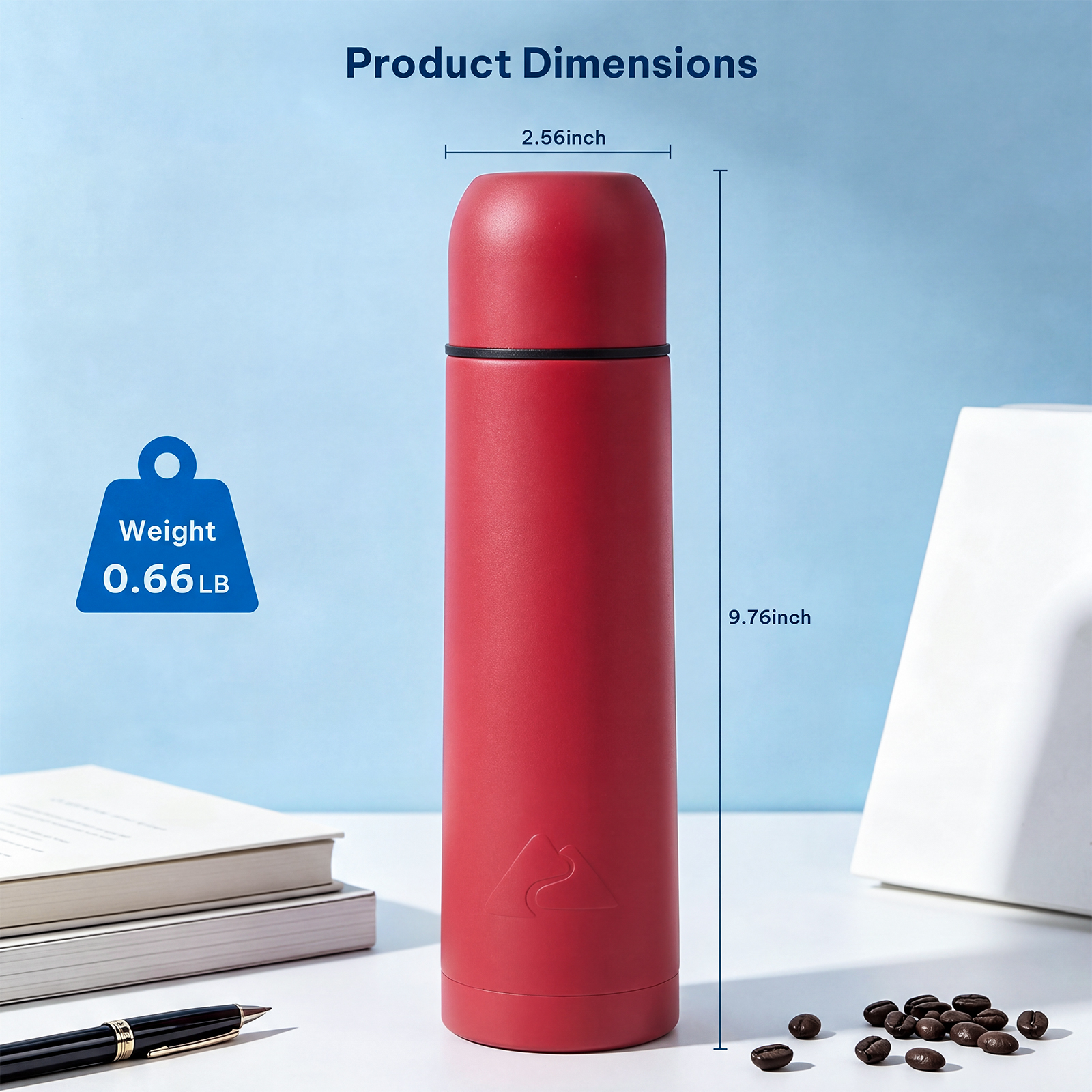Botella térmica de acero inoxidable de doble pared al vacío Ozark Trail de 18 oz con vaso, roja 7