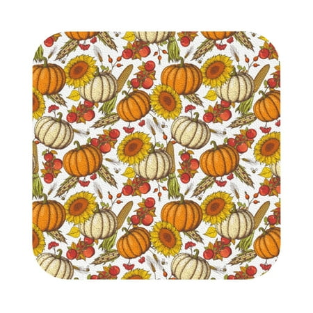

Adobk Pumpkin Corn Daisy Print Leather Coasters for Drinks(6 Pack) Durable Drink Coasters Set Luxurious Home Décor and Housewarming Gift Square