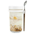 thumbnail image 3 of Frascos de avena nocturna con tapa y cuchara | Recipientes de vidrio de 600 ml para preparar desayuno, cereales y refrigerios | Herméticos, portátiles y reutilizables para el trabajo, la escuela y, 3 of 5