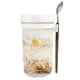 thumbnail image 3 of Frascos de avena nocturna con tapa y cuchara | Recipientes de vidrio de 600 ml para preparar desayuno, cereales y refrigerios | Herméticos, portátiles y reutilizables para el trabajo, la escuela y, 3 of 5