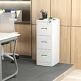 thumbnail image 5 of Tcbosik 3-Drawer File Cabinet, Locking Metal Vertical Filing Cabinet for Home Office, Storage Cabinet with Lock for A4 Legal/Letter Size, Assembly Required, White, 5 of 9