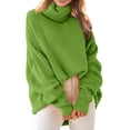 thumbnail image 1 of Women's Oversized Turtleneck Sweater Long Batwing Sleeve Ribbed Knit Pullover Fall Winter Fashion Plus Size Tunic Top, 1 of 3