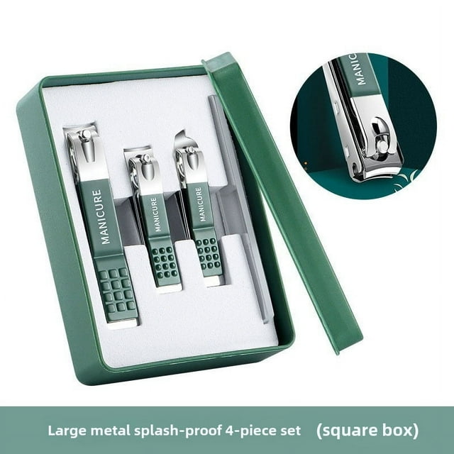 Cortaúñas antisalpicaduras, conjunto de cuatro piezas para el bienestar, cortaúñas para manicura doméstica, cortaúñas portátil