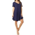 thumbnail image 2 of Women's Casual V-Neck Short Sleeves Solid Casual Dress, 2 of 4