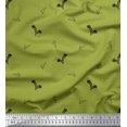 thumbnail image 1 of Soimoi Green Rayon Crepe Fabric Black Sketch Feather & Dots Printed Fabric 1 Yard 46 Inch Wide, 1 of 3