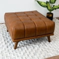 thumbnail image 2 of Genuine Leather Mid-century - Square, Surface, Cognac, Solid Wood Frame, Living Room Fashion Accessory Modern Cushion, Antique Brown, Legs, Practical Furniture, 2 of 4