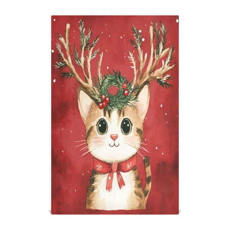 

WOBOGO Watercolor Painting Of A Cute Cat Kitchen Towel 4 Piece Large Cotton Dishcloth Premium Absorbency Set with Hanging Loop