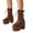 Brown, variant on Buckle Platform Mid Calf Combat Boots for Women Punk Fashion Leather Lace up Chunky Block High Heel Short Ankle Booties