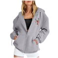 thumbnail image 2 of Christmas Hoodies for Women 2025 Long Sleeve Zip Up Graphic Hooded Sweatshirt with Pockets Holiday Jacket Coat, 2 of 7